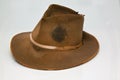 Old, worn brown hat