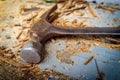 Old Hammer Sawdust Royalty Free Stock Photo