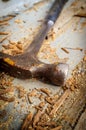 Old Hammer Sawdust Royalty Free Stock Photo