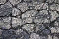 Old worn and cracked damaged asphalt road surface background Royalty Free Stock Photo
