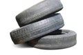 old worn damaged tires isolated