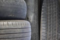 old worn damaged tires isolated