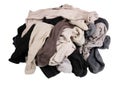 The old worn dirty men`s socks heap isolated