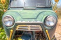 Old worn-down Mazda T1500 three-wheel truck on the island Samos in Greece