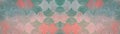 Old worn grunge vintage shabby retro green red mermaid scales arabesque morrocan tiles wallpaper texture background banner Royalty Free Stock Photo