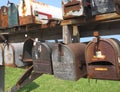 Old worn mail boxes Royalty Free Stock Photo