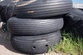 Old and worn out rubber tyres