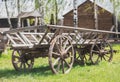 Old worn out wooden cart in the village Royalty Free Stock Photo