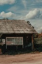 Old worn prefabricated wooden house detail Royalty Free Stock Photo