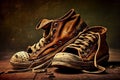 Old worn shoes. AI Generated Royalty Free Stock Photo