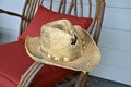 Old worn straw hat with holes