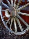 Old Worn Wagon Wheel Wagonwheel Spokes and Hub Decoration Historic Royalty Free Stock Photo