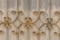 Old wrought iron bars on the gate with grunge and rusty steel b Royalty Free Stock Photo