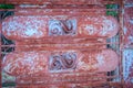 Old wrought iron bars on the gate with grunge and rusty steel b Royalty Free Stock Photo