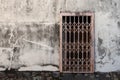 Old wrought iron doors on gray cement floor Royalty Free Stock Photo