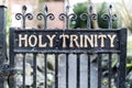 Old wrought iron Holy Trinity Rectory Gates with peeling paint a