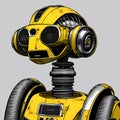 Old yellow android robot