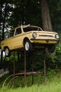 Old yellow car ZAZ in Aluksne