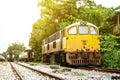 Old Diesel Electric locomotive train at Railway Station Thailand.