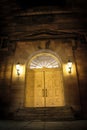 Old yellow door in old town Montreal Royalty Free Stock Photo