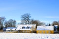 Old yellow farm danish winter