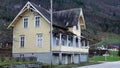 Old yellow house in Hornindal in Norway in autumn Royalty Free Stock Photo