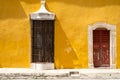 Old yellow house at the magical town of Izamal in Mexico Royalty Free Stock Photo
