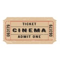 Old yellow movie ticket Royalty Free Stock Photo