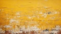 Old yellow paint texture background, brick wall with damaged plaster Royalty Free Stock Photo