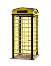 Old yellow Public telephone booth design is imitative of those of the recent past with clipping path