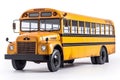 Old Yellow School Bus Isolated on White Background, Generative AI Royalty Free Stock Photo