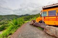Old yellow school bus. Road to Hana, Maui, Hawaii Royalty Free Stock Photo