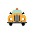 Old yellow taxi. Front view. Vector illustration.