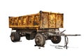 Old yellow truck semi-trailer on a white background Royalty Free Stock Photo