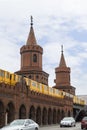 U-Bahn train and Oberbaum Bridge in Berlin Royalty Free Stock Photo