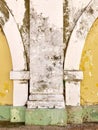 Old yellow white and green painted building exterior Royalty Free Stock Photo