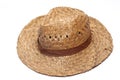 Old Yellow wicker straw hat Royalty Free Stock Photo