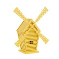 Old Yellow Windmill Farm Icon in Clay Style. 3d Rendering Royalty Free Stock Photo