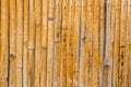 Old yellow wooden reed wall fence background Royalty Free Stock Photo