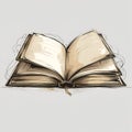 old open book on a editable white background Old Yellowed Book Royalty Free Stock Photo