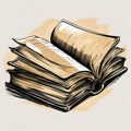 old open book on a editable white background Old Yellowed Book Royalty Free Stock Photo