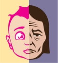 Old Young Face concept vector