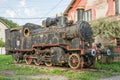Old Yugoslavian train near old rail station
