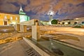 Old Zadar forum fountain night view