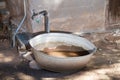 Old zinc plated bath tub on a farm