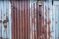 Old zinc texture background.Old rusty galvanized, corrugated iron siding vintage texture background, Rusty corrugated metal wall