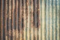 Old zinc vintage fence wall texture for background, pattern of rusty on metal panel Royalty Free Stock Photo