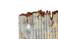 The old zinc for the wall is rusty and dirty isolated on white background with clipping path Royalty Free Stock Photo