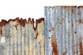 The old zinc for the wall is rusty and dirty isolated on white background with clipping path Royalty Free Stock Photo