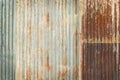 Old zinc wall texture background, rusty on galvanized metal panel sheeting Royalty Free Stock Photo